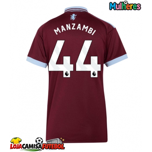 Camisa de Futebol Aston Villa Johan Manzambi #44 Equipamento Principal Mulheres 2026-27 Manga Curta